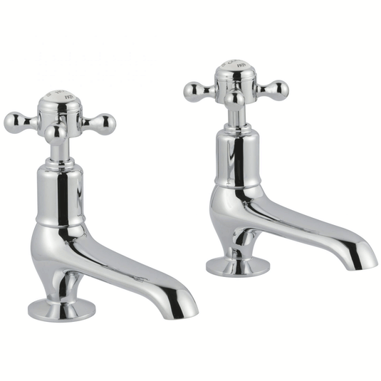 JTP Grosvenor Long Nose Basin Taps Pair Cross Handle - Chrome - Envy Bathrooms Ltd