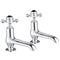 JTP Grosvenor Long Nose Basin Taps Pair Cross Handle |  Chrome/Black | GB76011
