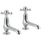 JTP Grosvenor Long Nose Basin Taps Pair Cross Handle |  Chrome/White | 76011