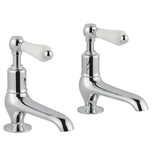 JTP Grosvenor Long Nose Basin Taps Pair Lever Handle - Chrome - Envy Bathrooms Ltd