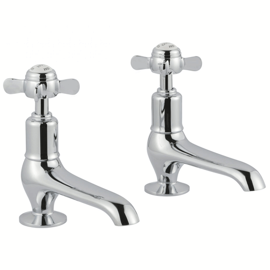 JTP Grosvenor Long Nose Basin Taps Pair Pinch Handle - Chrome - Envy Bathrooms Ltd