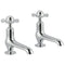 JTP Grosvenor Long Nose Basin Taps Pair Pinch Handle |  Chrome/White | 98011