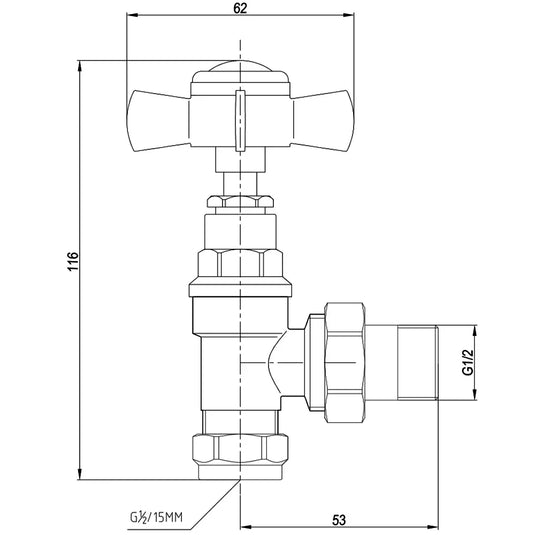 JTP Grosvenor Manual Angled Radiator Valve - Chrome - Envy Bathrooms Ltd