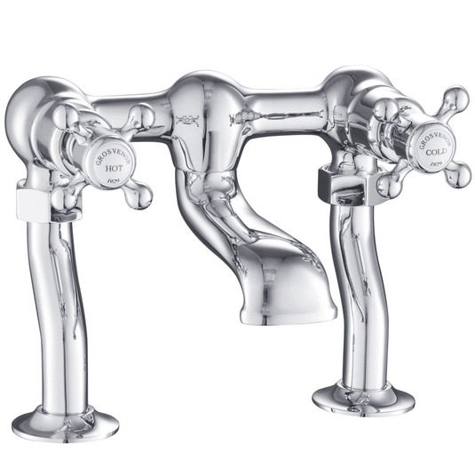 JTP Grosvenor Pillar Mounted Bath Filler Tap Cross Handle - Chrome - Envy Bathrooms Ltd