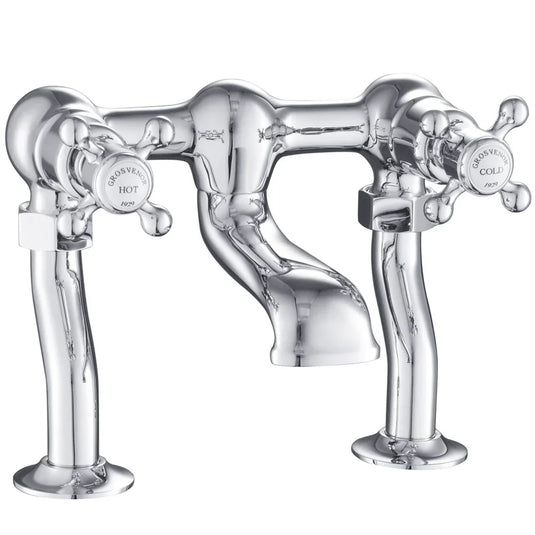 JTP Grosvenor Pillar Mounted Bath Filler Tap Cross Handle - Chrome - Envy Bathrooms Ltd