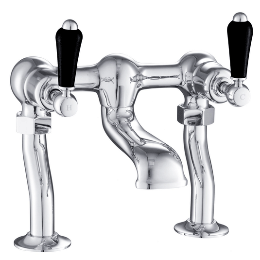 JTP Grosvenor Pillar Mounted Bath Filler Tap Lever Handle - Chrome/Black - Envy Bathrooms Ltd