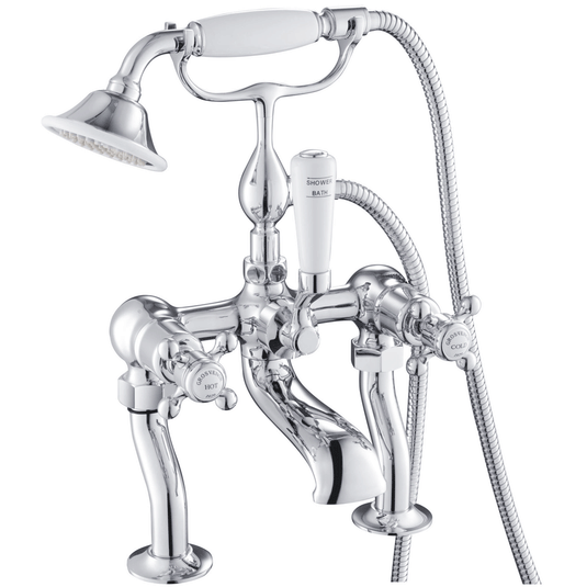 JTP Grosvenor Pillar Mounted Bath Shower Mixer Tap Cross Handle with Kit - Chrome - Envy Bathrooms Ltd