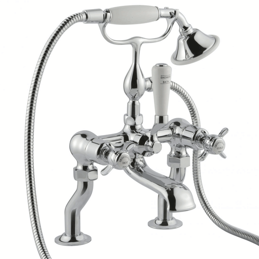 JTP Grosvenor Pillar Mounted Bath Shower Mixer Tap Pinch Handle with Kit - Chrome - Envy Bathrooms Ltd