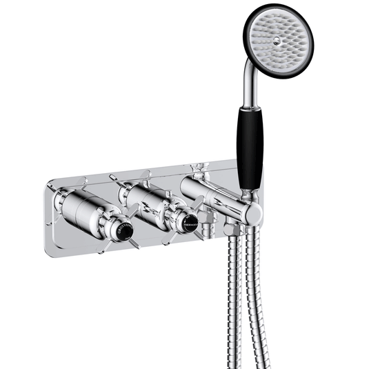 JTP Grosvenor Pinch Horizontal Thermostatic 2-Outlets Concealed Shower Valve - Double Handle - Chrome - Envy Bathrooms Ltd