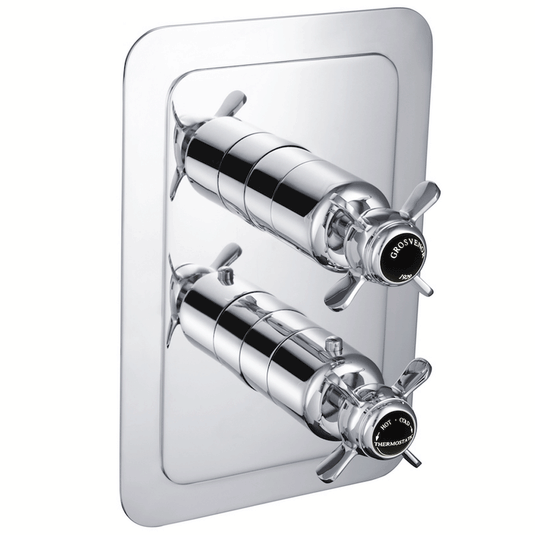 JTP Grosvenor Pinch Thermostatic Concealed 1 Outlet Shower Valve - Chrome/Black - Envy Bathrooms Ltd