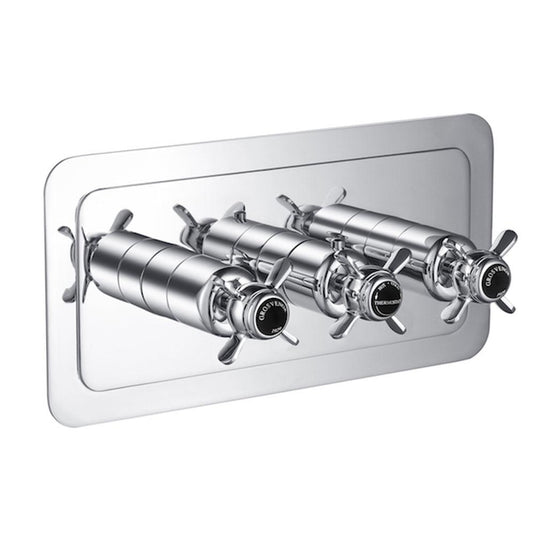 JTP Grosvenor Pinch Thermostatic Concealed 2 Outlets Shower Valve - Chrome/Black - Envy Bathrooms Ltd