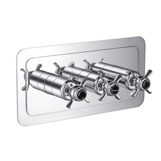 JTP Grosvenor Pinch Thermostatic Concealed 3 Outlets Shower Valve - Chrome/Black - Envy Bathrooms Ltd