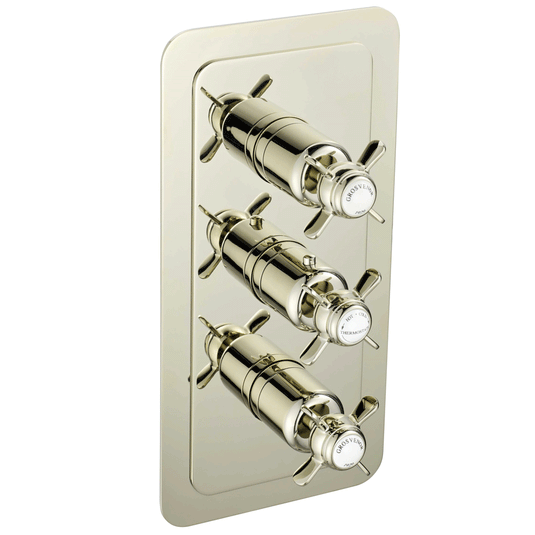 JTP Grosvenor Pinch Vertical Thermostatic 3-Outlets Concealed Shower Valve - Nickel - Envy Bathrooms Ltd