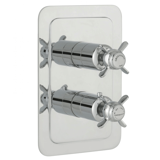 JTP Grosvenor Pinch Vertical Thermostatic Concealed 2 Outlets Shower Valve Dual Handle - Chrome - Envy Bathrooms Ltd