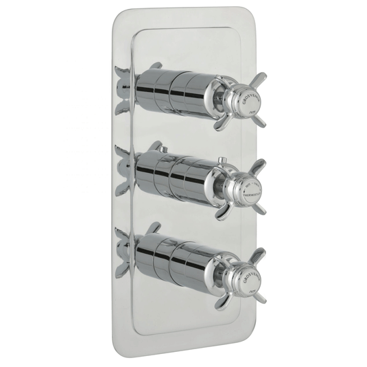 JTP Grosvenor Pinch Vertical Thermostatic Concealed 3 Outlets Shower Valve - Chrome - Envy Bathrooms Ltd