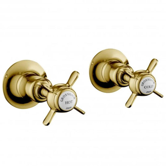 JTP Grosvenor Pinch Wall Valves Pair - Antique Brass - Envy Bathrooms Ltd