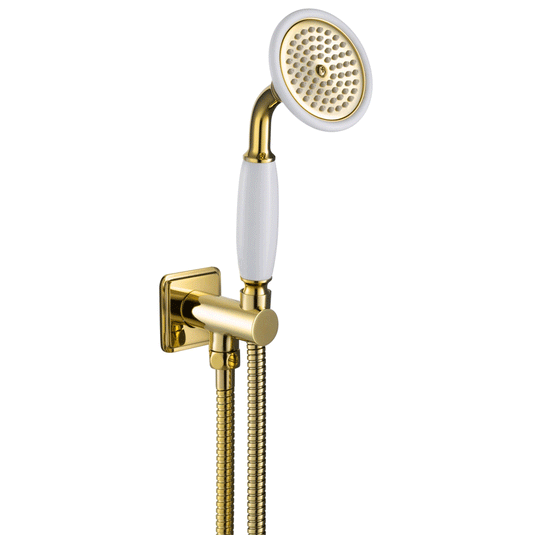 JTP Grosvenor Round Water Outlet with Holder and Slim Handshower - Antique Brass - Envy Bathrooms Ltd