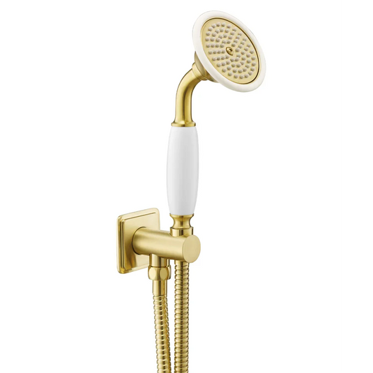JTP Grosvenor Round Water Outlet with Holder and Slim Handshower - Brushed Brass - Traditional/WS/BBR - Envy Bathrooms Ltd