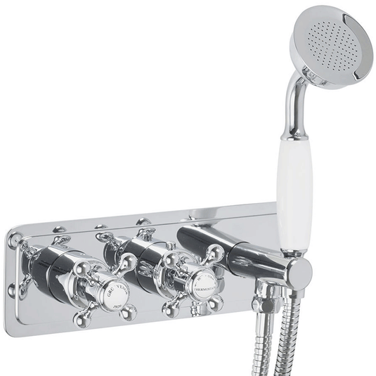 JTP Grosvenor Thermostatic Concealed Shower Valve Dual Cross Handle with Handset - Chrome - Envy Bathrooms Ltd