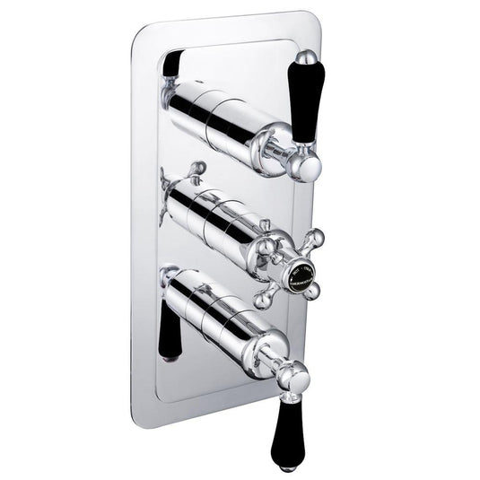 JTP Grosvenor Vertical Thermostatic 3-Outlets Concealed Shower Valve - Triple Handle - Chrome - Envy Bathrooms Ltd