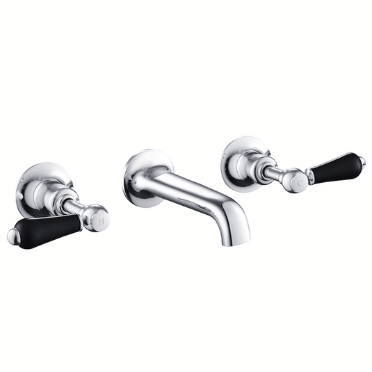 JTP Grosvenor Wall Mounted Basin Mixer Tap - Lever Handle - Chrome/Black - Envy Bathrooms Ltd