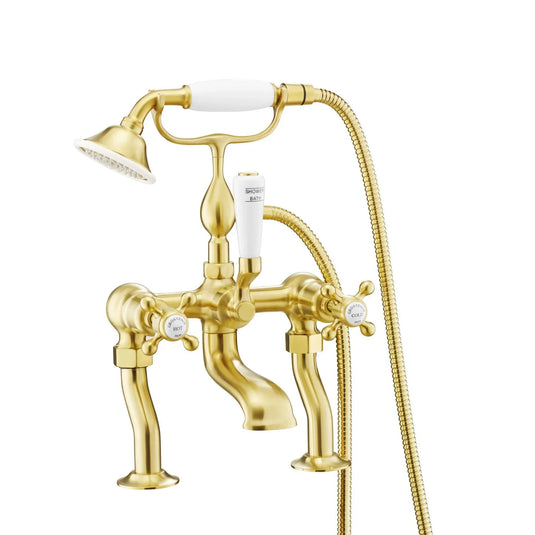 JTP Grosvenor Wall Mounted Bath Shower Mixer Tap with Shower Kit - Brushed Brass - 76275BBR - Envy Bathrooms Ltd