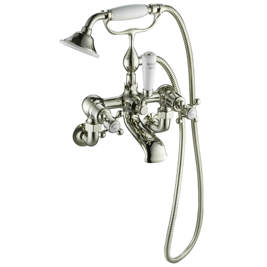 JTP Grosvenor Wall Mounted Bath Shower Mixer Tap with Shower Kit - Nickel - Envy Bathrooms Ltd