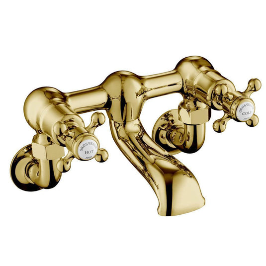 JTP Grosvenor Wall Mounted Crosshead Bath Filler Tap - Antique Brass - Envy Bathrooms Ltd