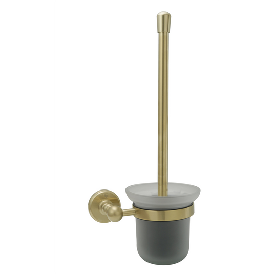 JTP Grosvenor Wall Mounted Toilet Brush & Holder With Frosted Glass - Brushed Brass - GR165BBR - Envy Bathrooms Ltd