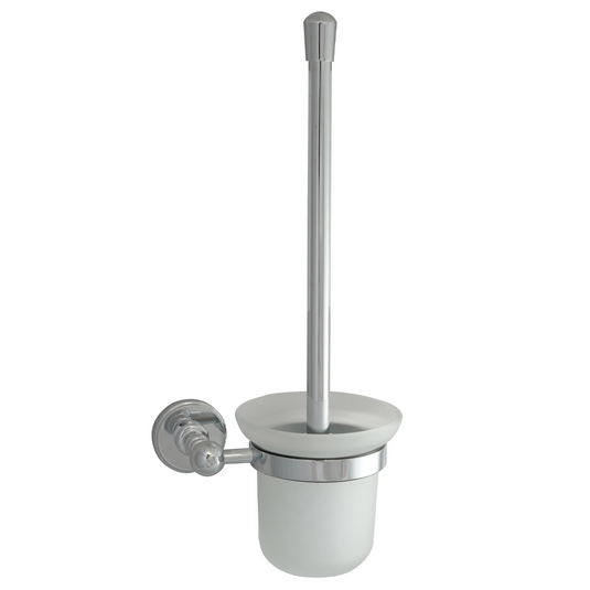 JTP Grosvenor Wall Mounted Toilet Brush & Holder With Frosted Glass - Chrome - GR165CH - Envy Bathrooms Ltd