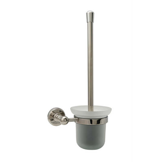 JTP Grosvenor Wall Mounted Toilet Brush & Holder With Frosted Glass - Nickel - GR165NK - Envy Bathrooms Ltd