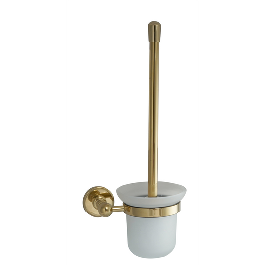 JTP Grosvenor Wall Mounted Toilet Brush & Holder With Frosted Glass - Polished Gold - GR165G - Envy Bathrooms Ltd