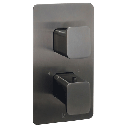 JTP Hix 1-Outlet Dual Handle Thermostatic Concealed Shower Valve - Brushed Black - Envy Bathrooms Ltd