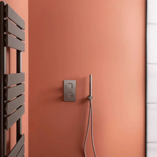 JTP Hix 1-Outlet Dual Handle Thermostatic Concealed Shower Valve - Brushed Black - Envy Bathrooms Ltd