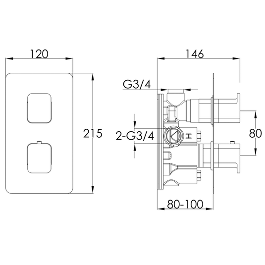 JTP Hix 1-Outlet Thermostatic Concealed Shower Valve - Chrome - Envy Bathrooms Ltd