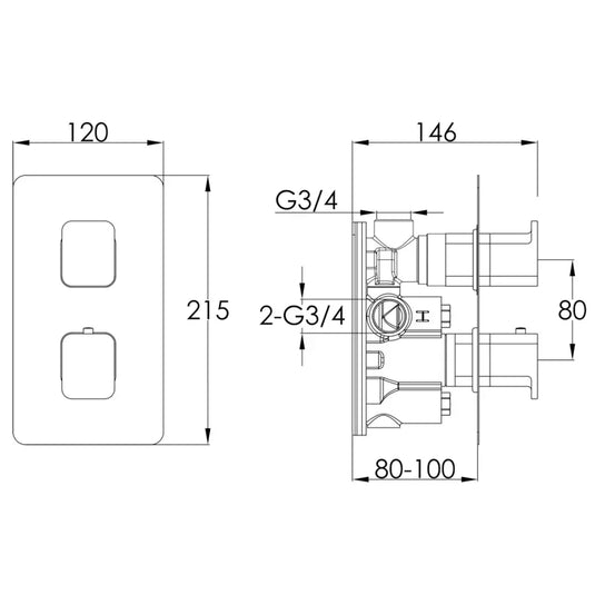 JTP Hix 1-Outlet Thermostatic Concealed Shower Valve - Brushed Brass PVD - Envy Bathrooms Ltd