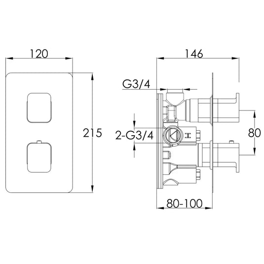 JTP Hix 1-Outlet Thermostatic Concealed Shower Valve - Chrome - Envy Bathrooms Ltd