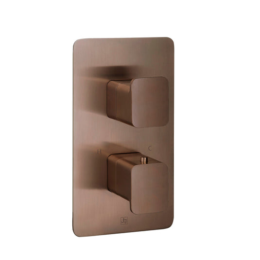 JTP Hix 2-Outlet Dual Handle Thermostatic Concealed Shower Valve - Brushed Bronze - 31671BRZ - Envy Bathrooms Ltd
