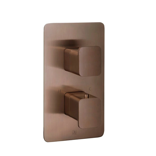 JTP Hix 2-Outlet Dual Handle Thermostatic Concealed Shower Valve - Brushed Bronze - 31671BRZ - Envy Bathrooms Ltd