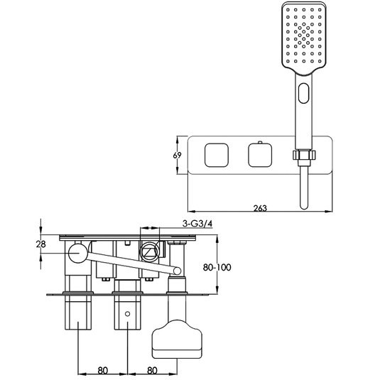 JTP Hix 2-Outlet Dual Handle Thermostatic Concealed Shower Valve with Handset - Brushed Black - Envy Bathrooms Ltd