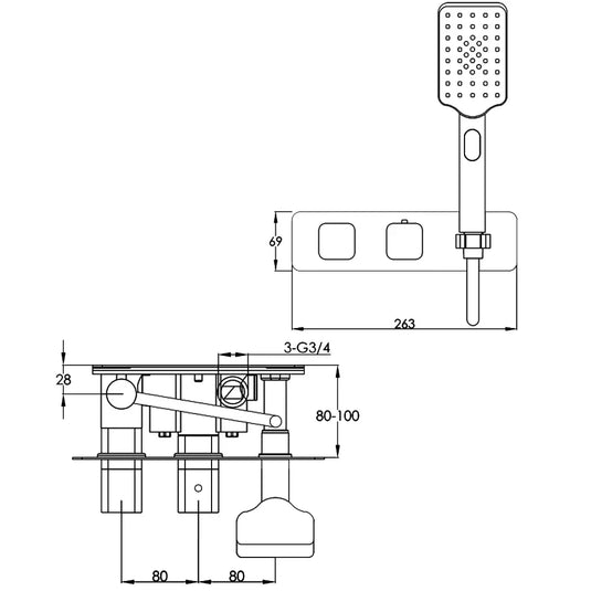 JTP Hix 2-Outlet Dual Handle Thermostatic Concealed Shower Valve with Handset - Brushed Black - Envy Bathrooms Ltd