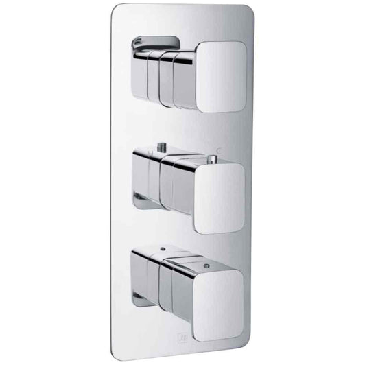 JTP Hix 2-Outlet Triple Handle Thermostatic Concealed Shower Valve - Chrome - Envy Bathrooms Ltd