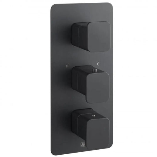 JTP Hix 2-Outlet Triple Handle Thermostatic Concealed Shower Valve - Matt Black - Envy Bathrooms Ltd