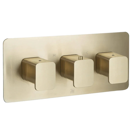 JTP Hix 3-Outlet Thermostatic Concealed Shower Valve - Brushed Brass PVD - Envy Bathrooms Ltd