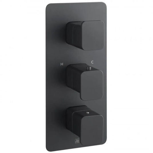 JTP Hix 3-Outlet Triple Handle Thermostatic Concealed Shower Valve - Matt Black - Envy Bathrooms Ltd