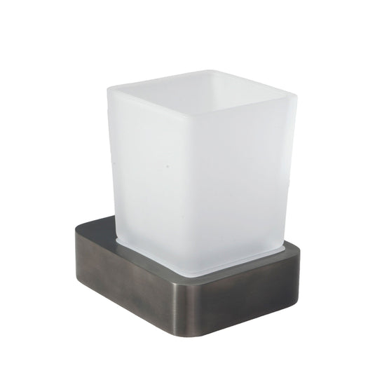 JTP Hix 75mm Square Wall Mounted Tumbler Holder - Brushed Black - 37141BBL - Envy Bathrooms Ltd