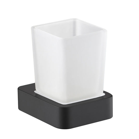 JTP Hix 75mm Square Wall Mounted Tumbler Holder - Matt Black - 38141MB - Envy Bathrooms Ltd