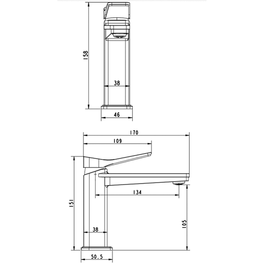 JTP Hix Deck Mounted Basin Mixer Tap - Matt Black - Envy Bathrooms Ltd