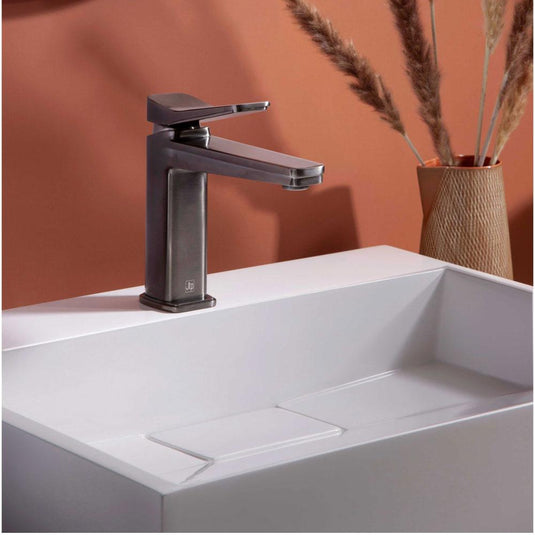 JTP Hix Deck Mounted Single Lever Basin Mixer Tap - Brushed Black - Envy Bathrooms Ltd