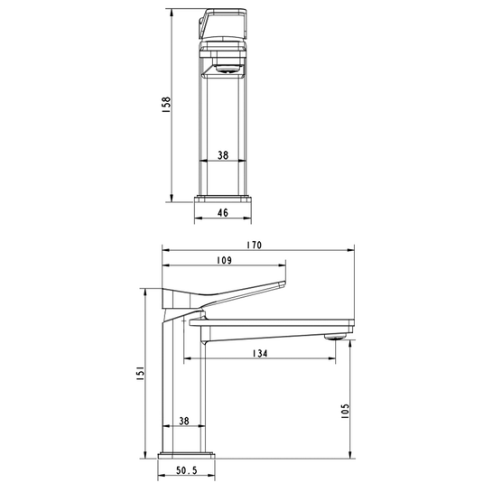 JTP Hix Deck Mounted Single Lever Basin Mixer Tap - Brushed Black - Envy Bathrooms Ltd